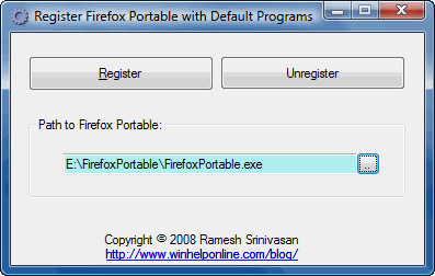 daftarkan firefox dengan program default dan aplikasi default