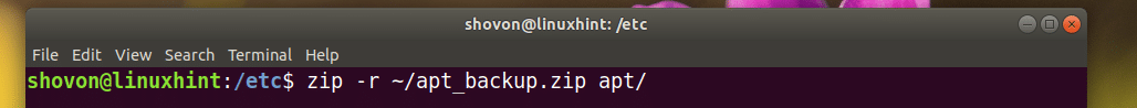 Zip mapa Linux