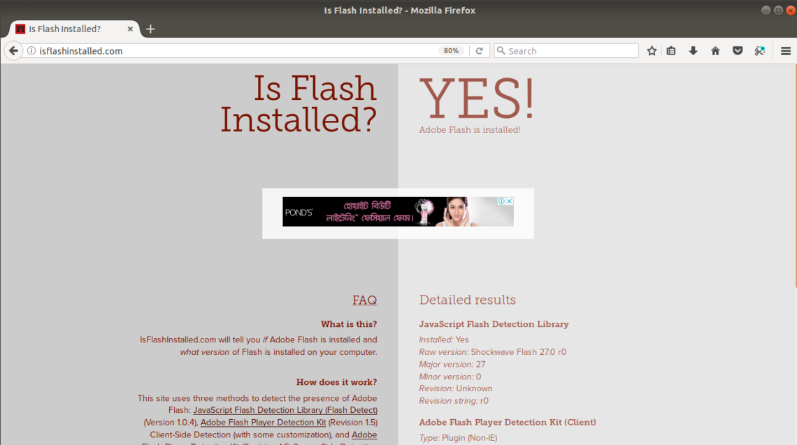 Je li pomoćno mjesto instalirano s Flash -om, položeno