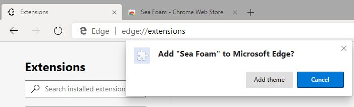 Установите темы и расширения Chrome на Edge Chromium