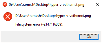 Kesalahan sistem file (-2147416359)